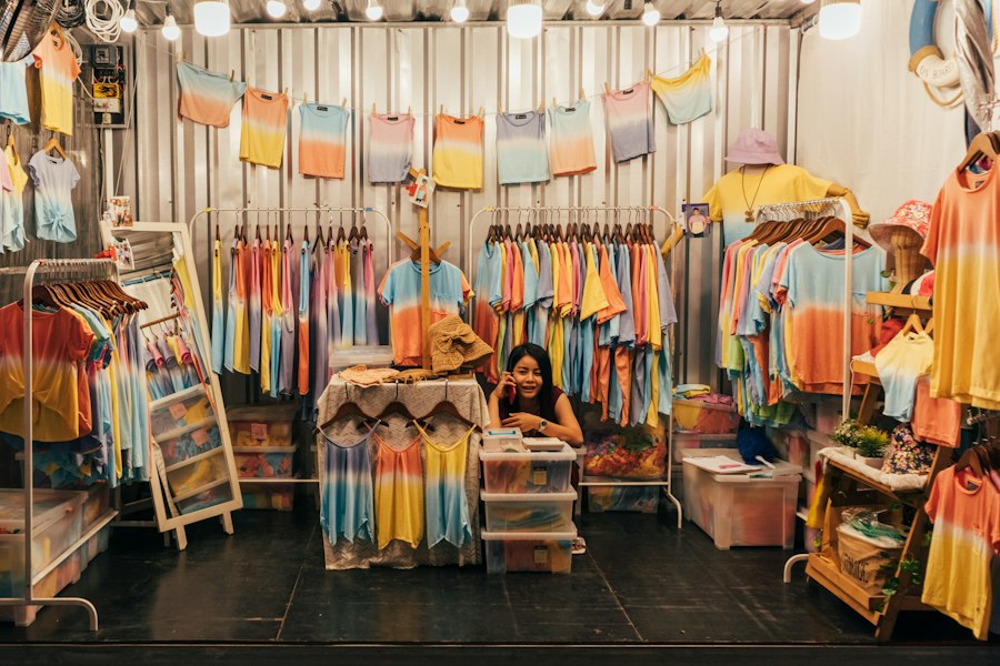 Clothes stalls at Chatuchak market, Bangkok