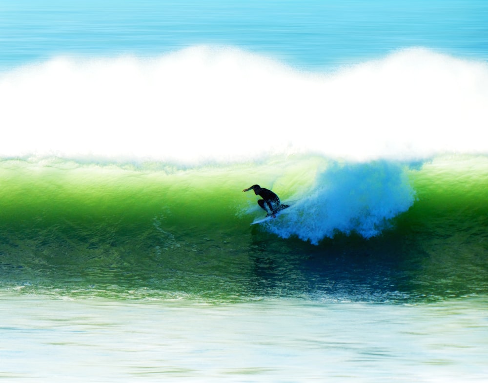 person surfing on sea waves during daytime