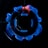 A close-up view of a stove burner with a blue flame. The flame forms a ring around the central burner, displaying an intricate pattern. The black metal grates of the stove are visible above the flame, contrasting sharply with the bright blue color.