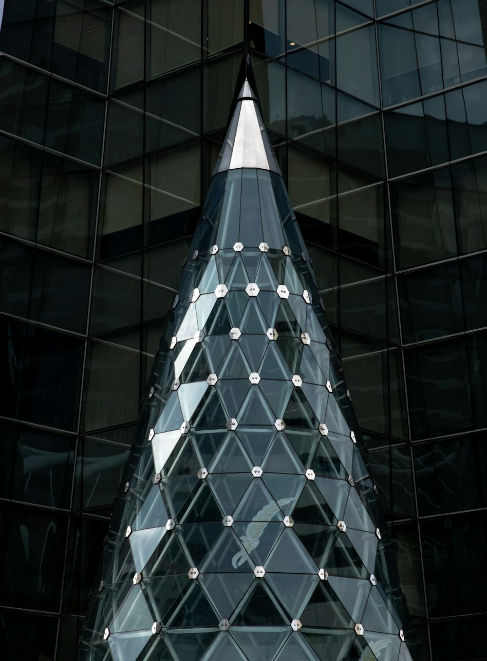 black and white glass building