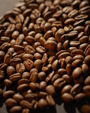coffee beans on black surface