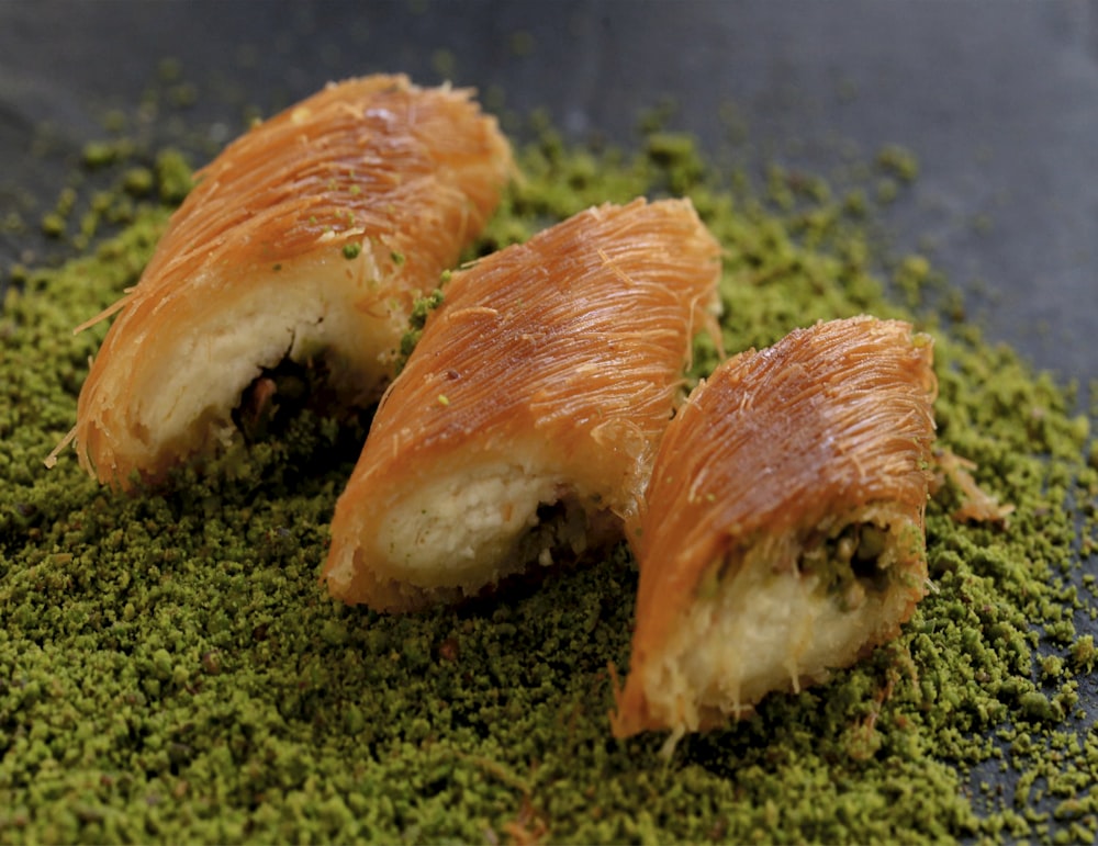 bread on green ceramic plate