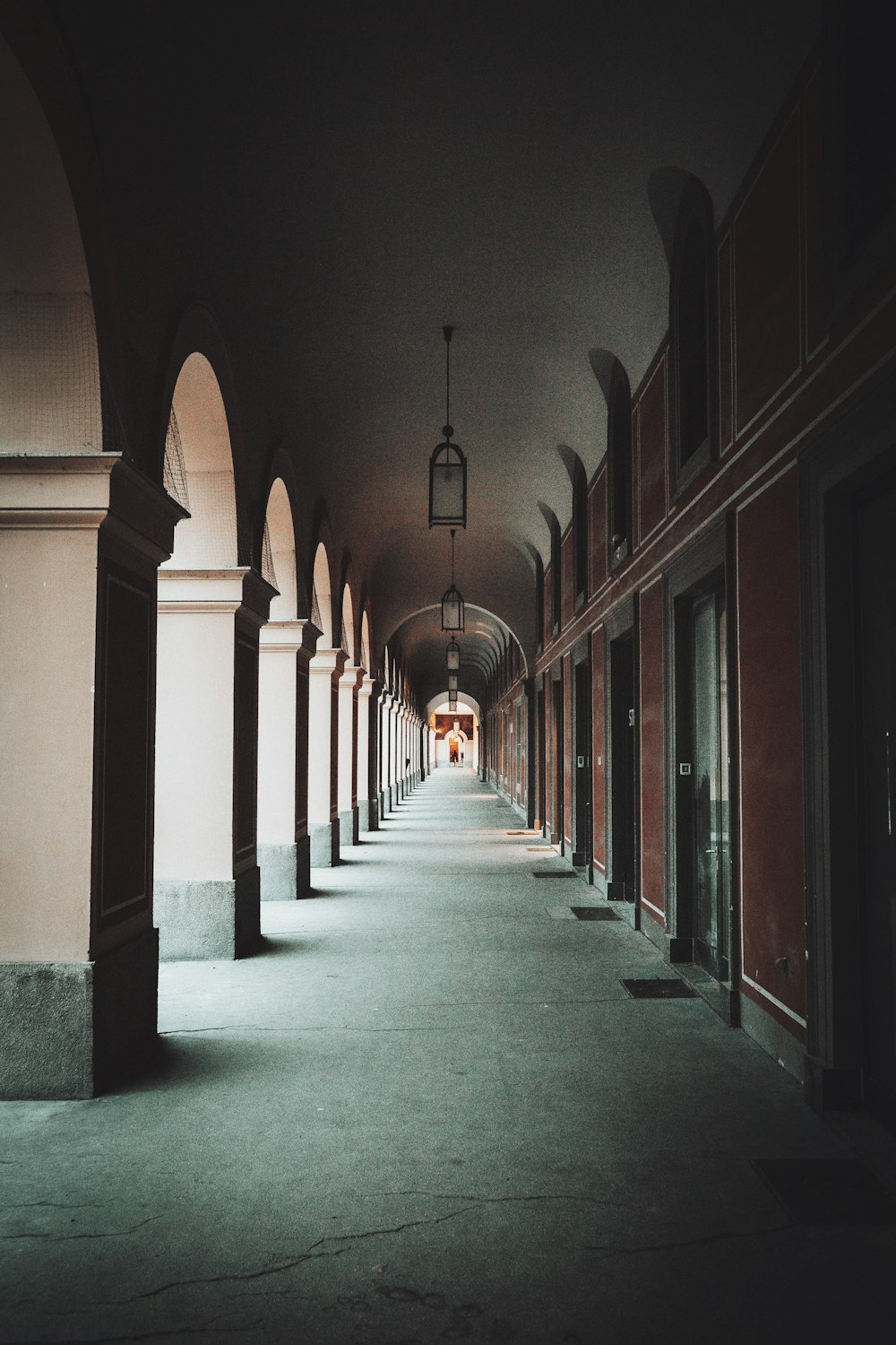 gray concrete hallway with no people