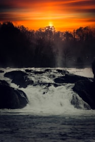A stunning sunset over the Iguazu Falls.