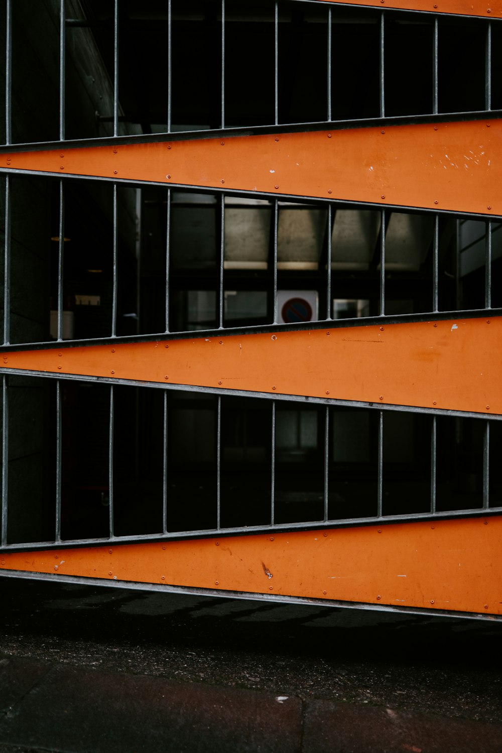 orange and black glass building