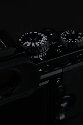 Close-up of a DSLR camera screen showing manual settings.