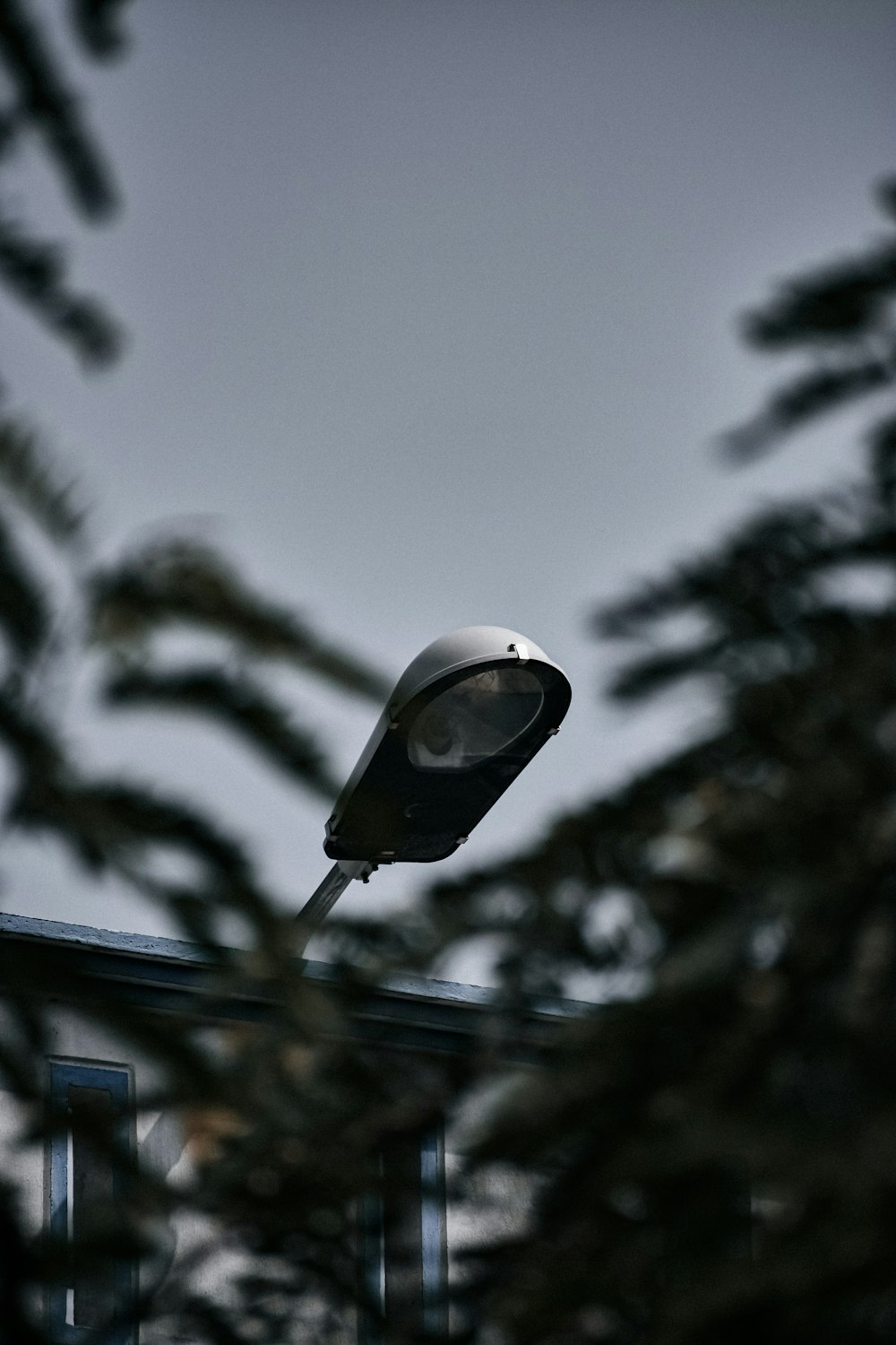 white and black street lamp