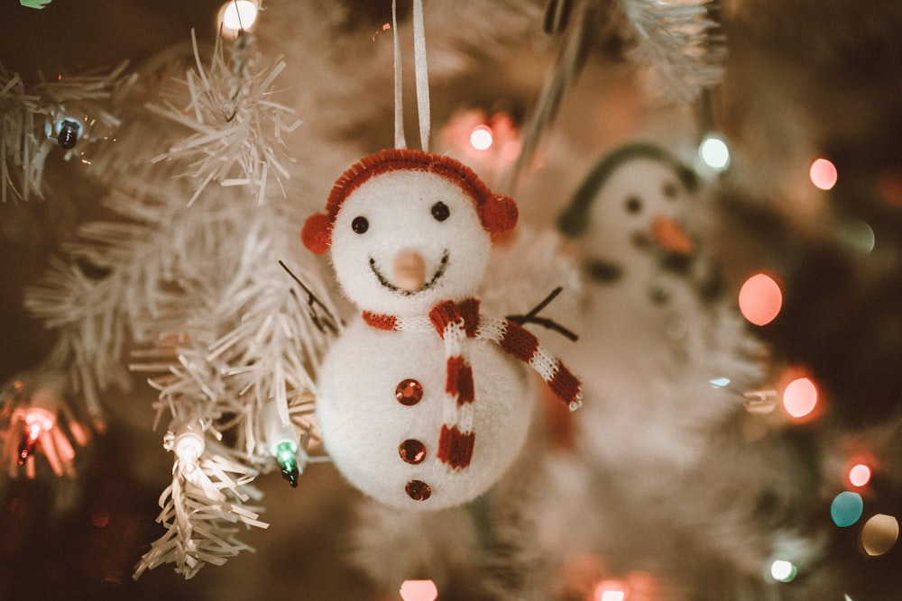 white and red snowman ornament