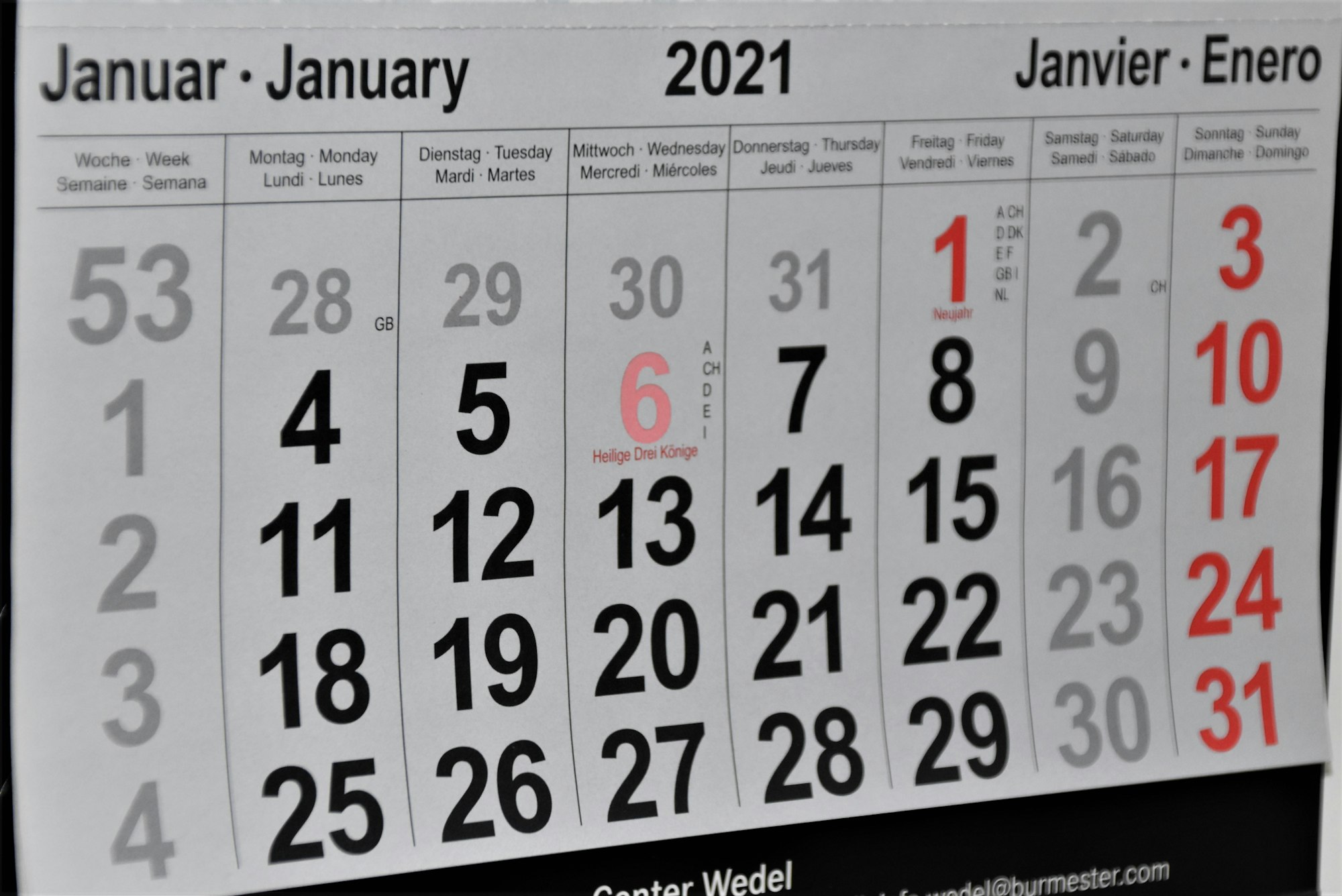 Wall Calendar January 2021, Year 2021 is coming 