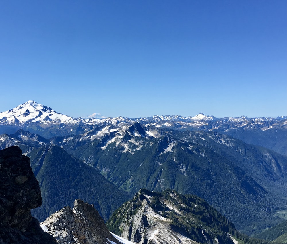 snow covered mountains under blue sky during daytime