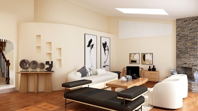 black and white bed near black wooden table