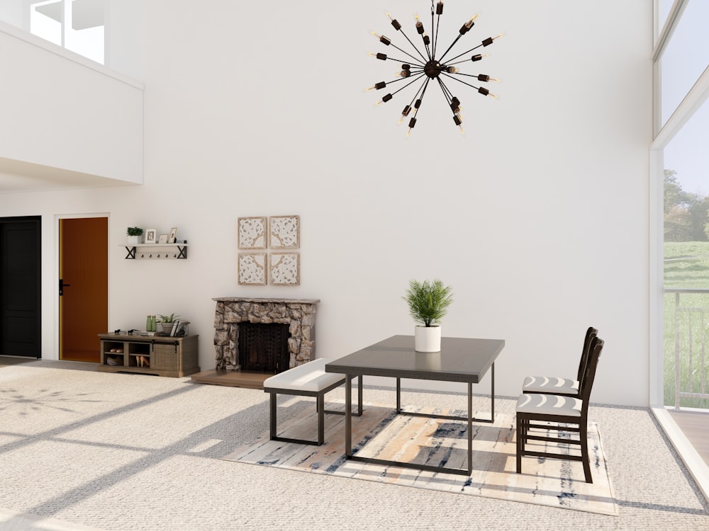 black and white dining table and chairs