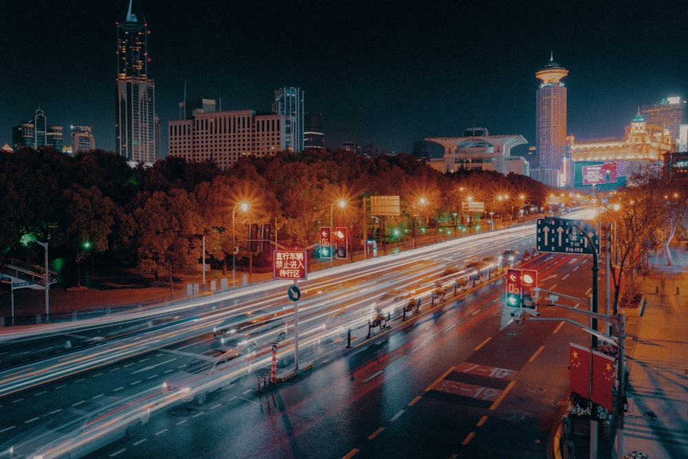 cars on road during night time