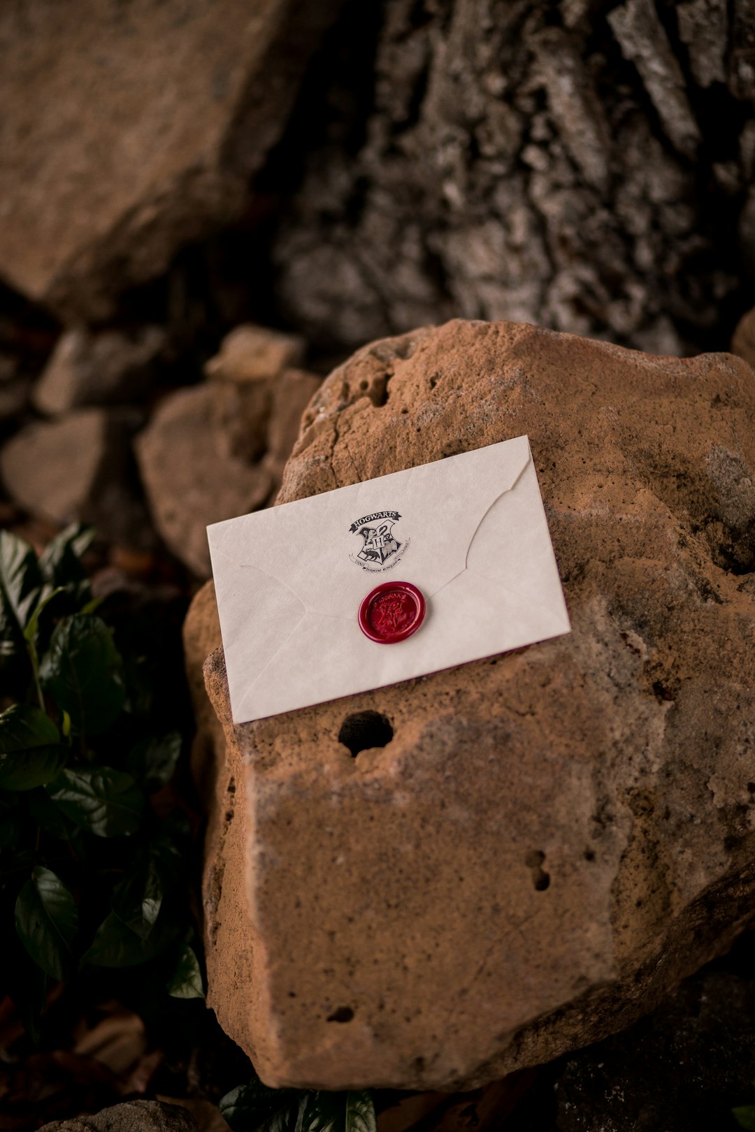 white and red heart card on brown stone