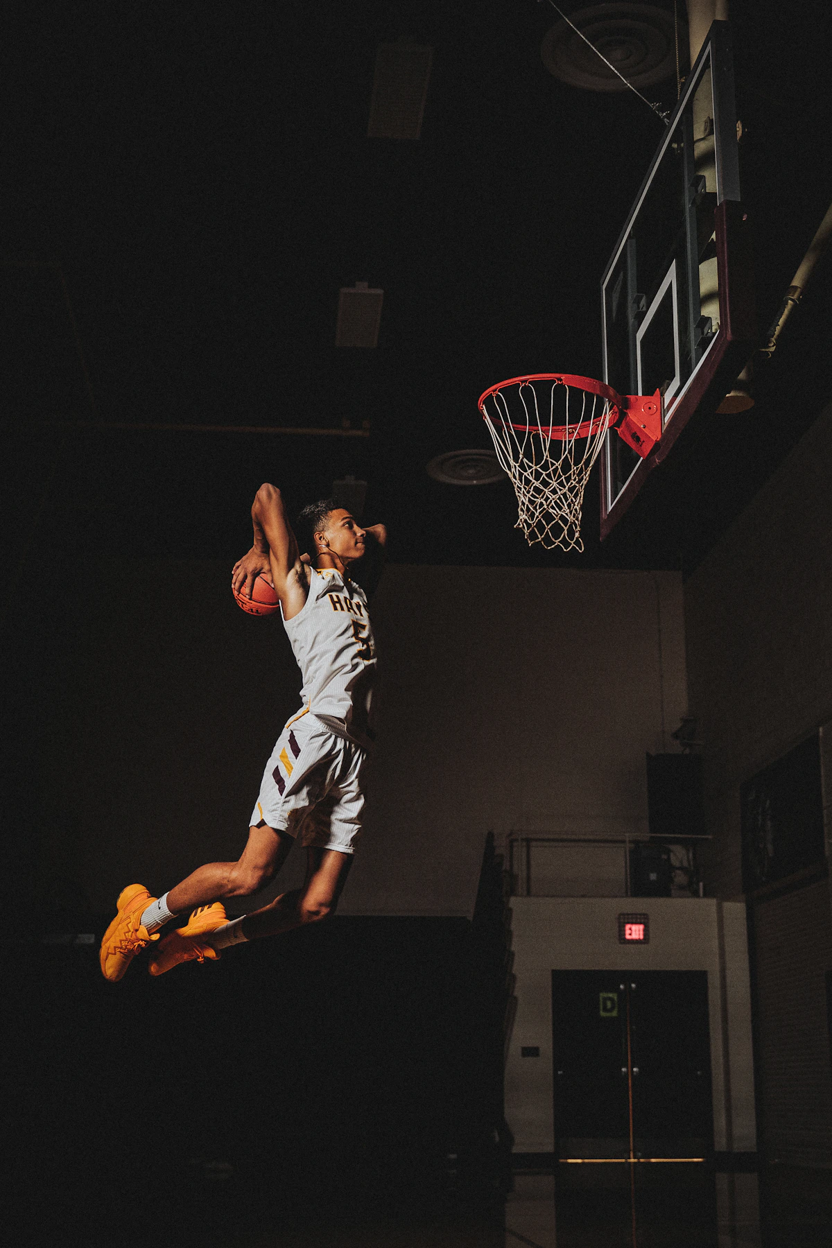 Basketball player jumping during athletic testing