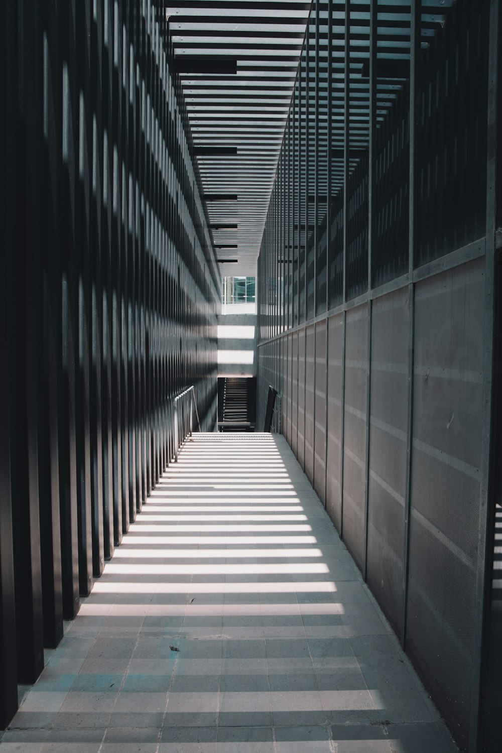 gray concrete hallway with no people