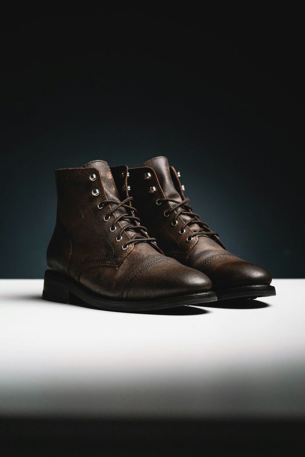 brown leather lace up boots