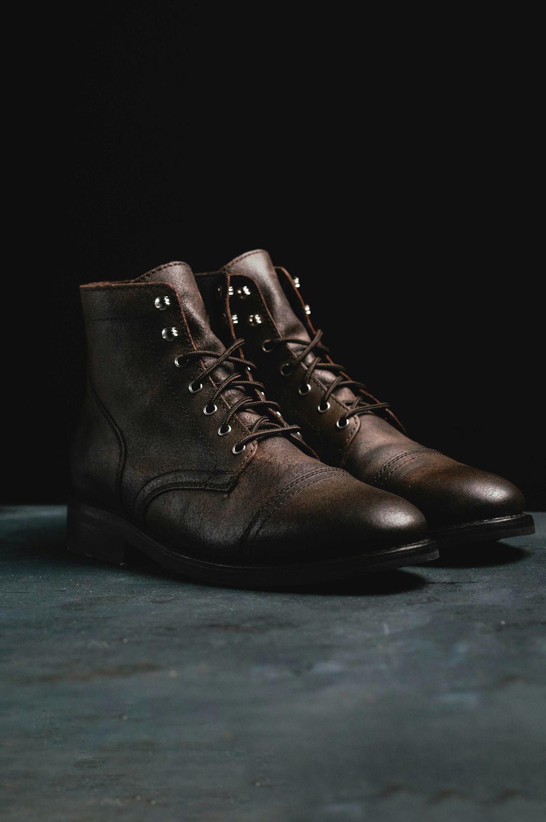 brown leather lace up boots