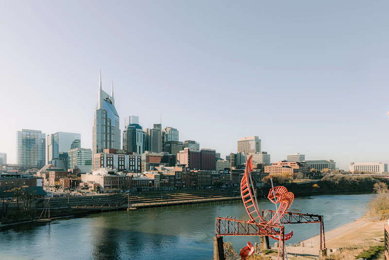 Nashville wedding venue - city skyline near body of water during daytime