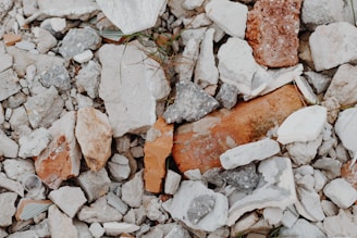 brown and white stone fragments
