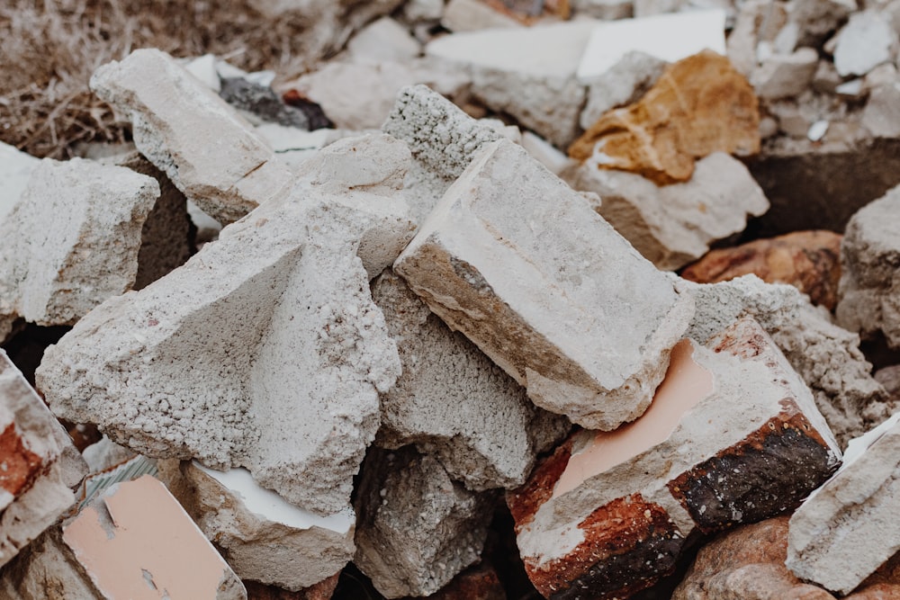 white and brown stone fragment