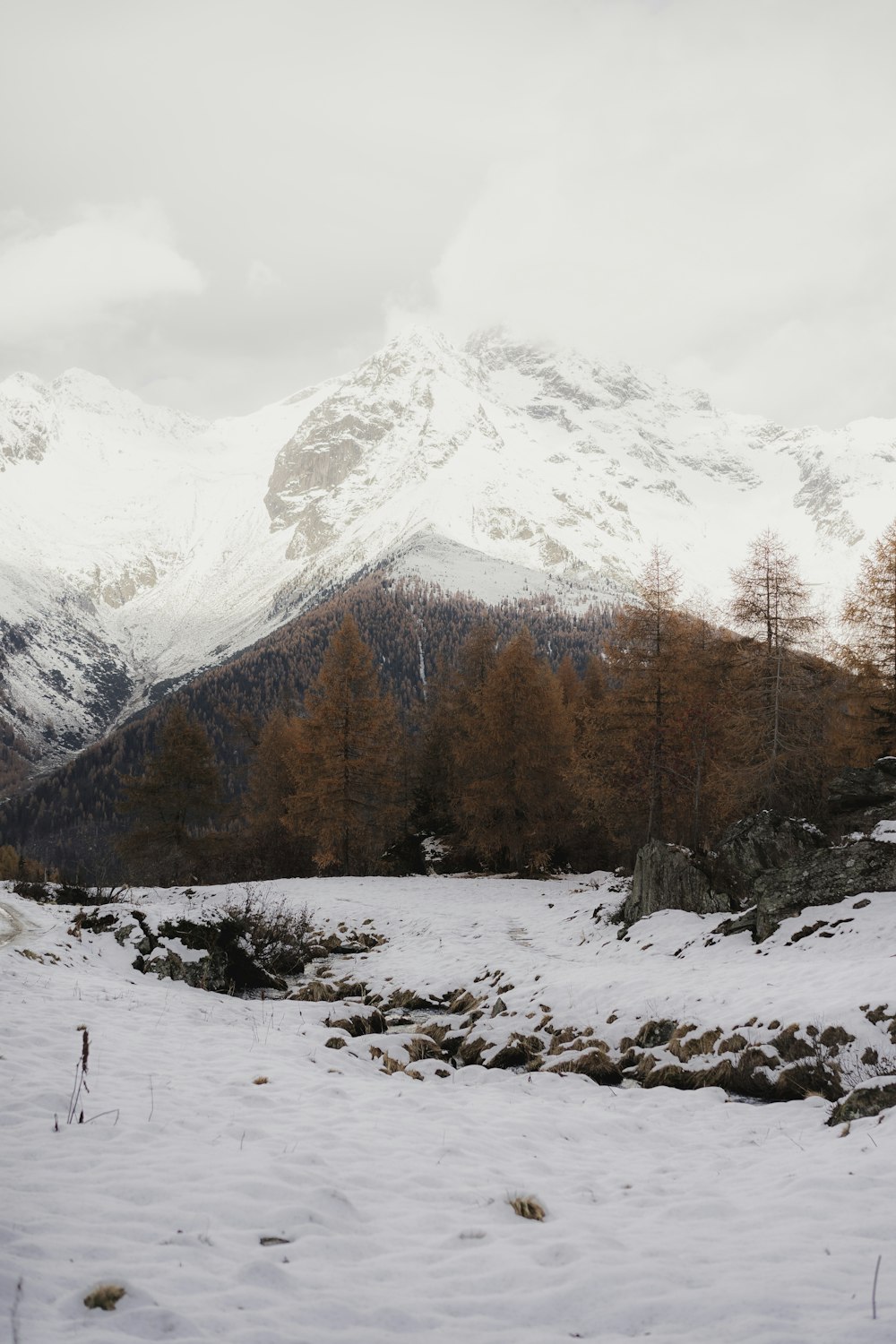 snow covered mountain during daytime