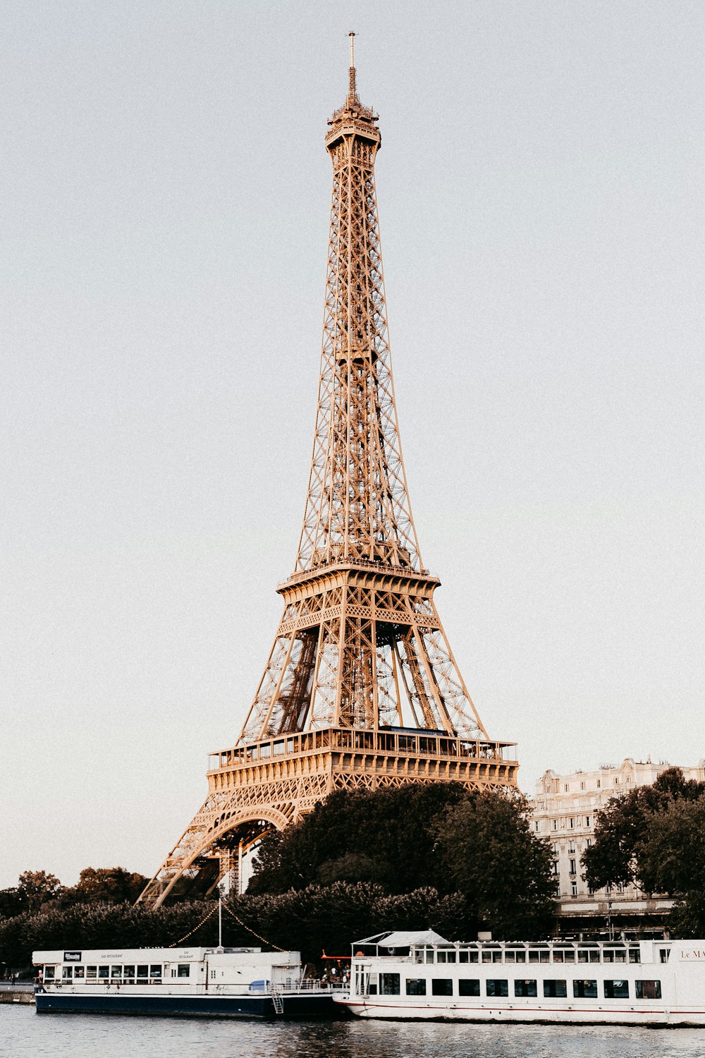 eiffel tower under gray sky