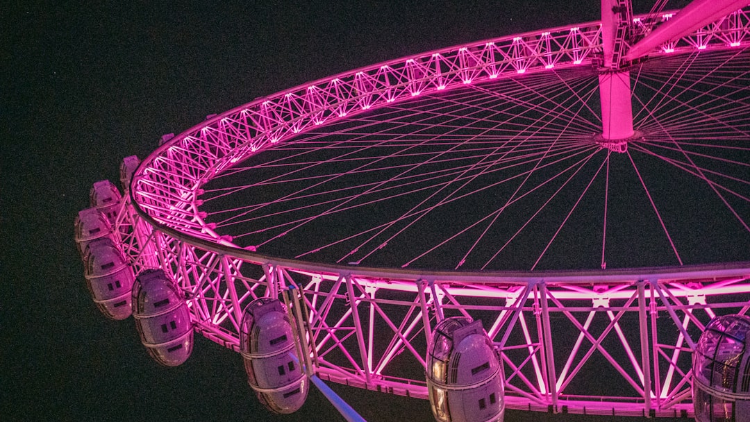 blue and white ferris wheel during night time