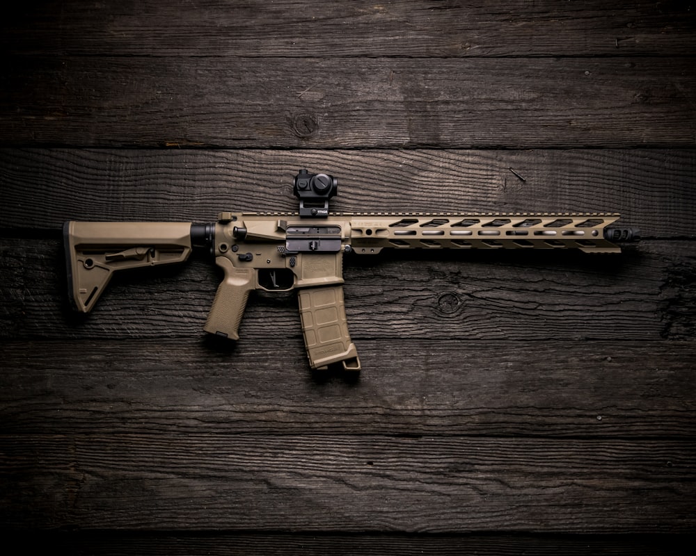 black and brown assault rifle