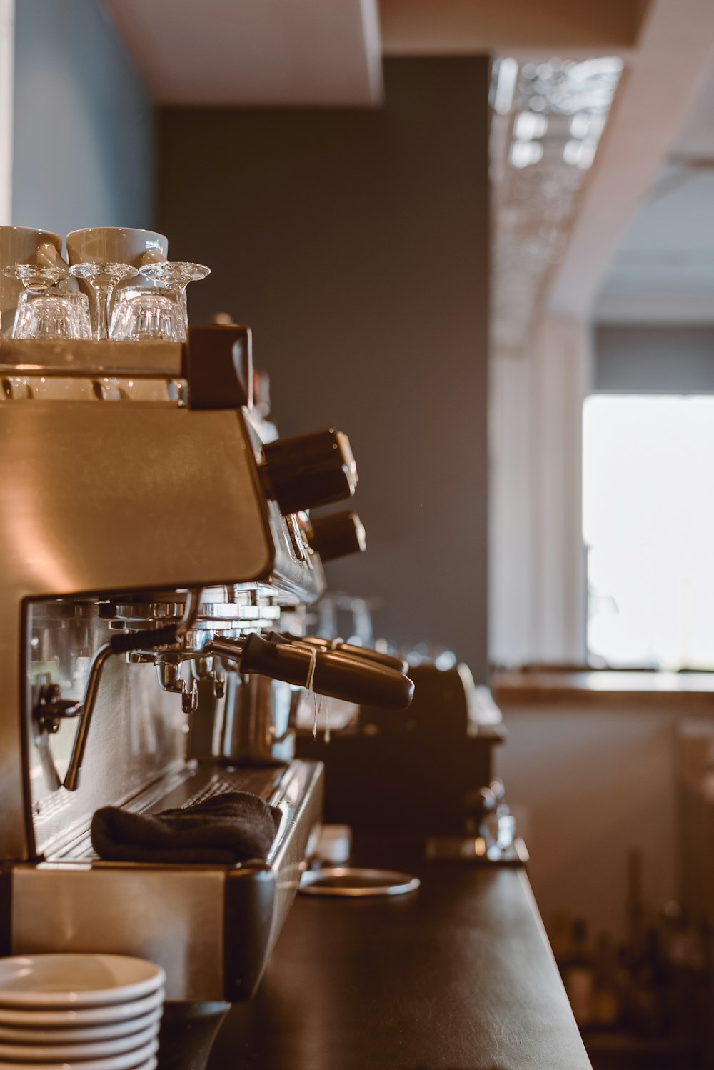 black and silver espresso machine