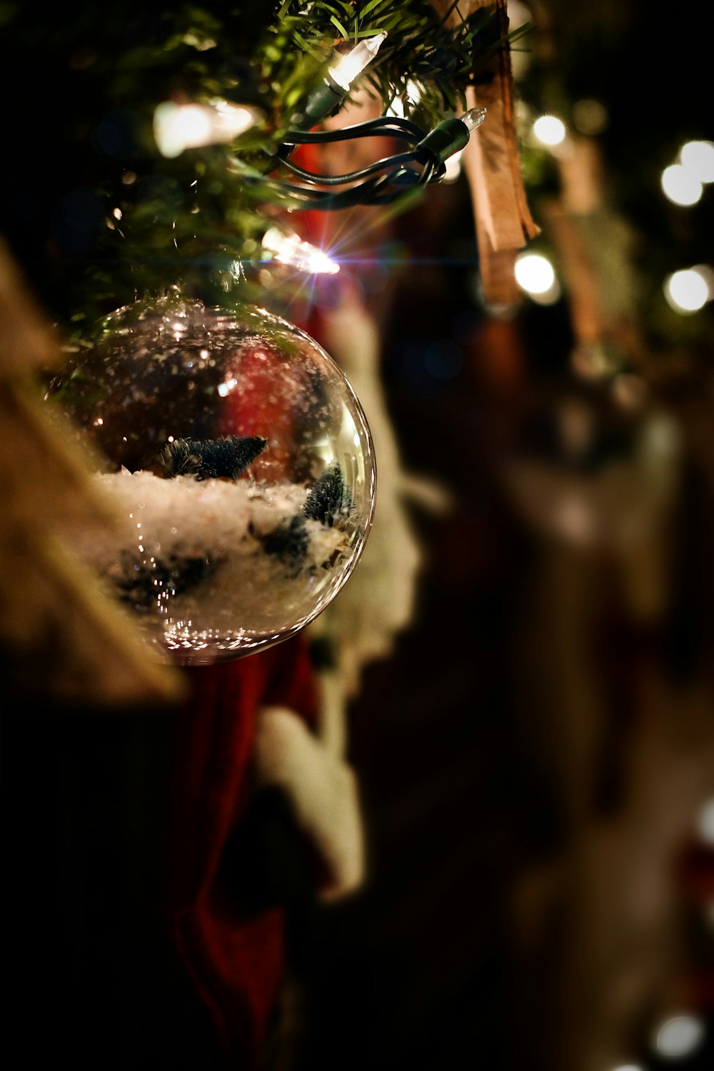 clear glass ball with light