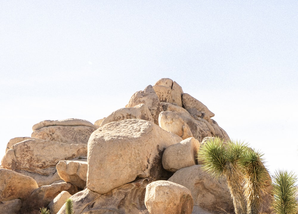 brown rock formation under white sky during daytime