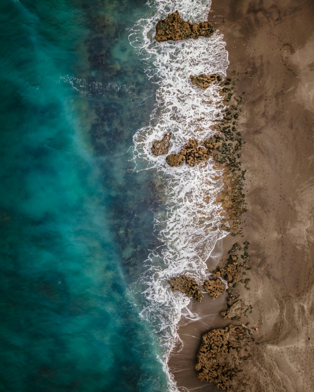 aerial view of ocean waves