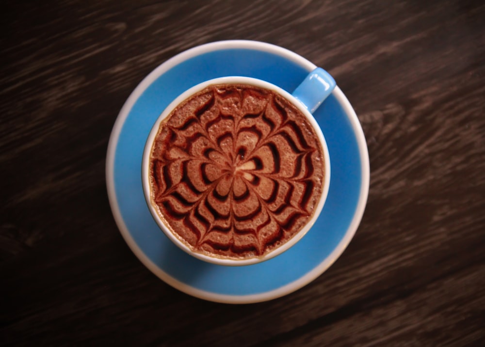 brown and white ceramic round plate