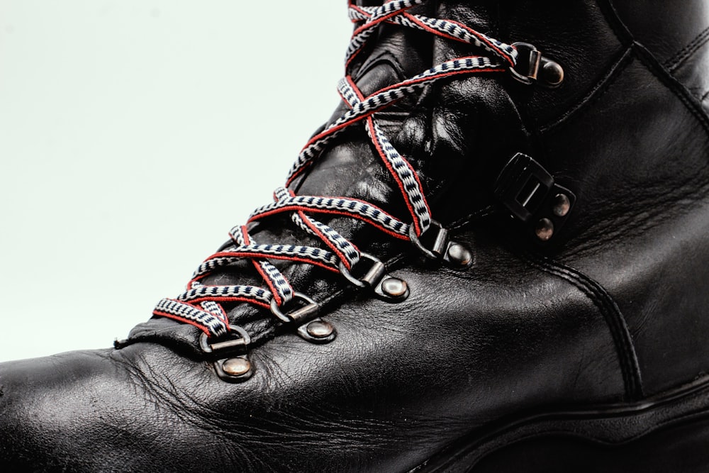black leather lace up boot