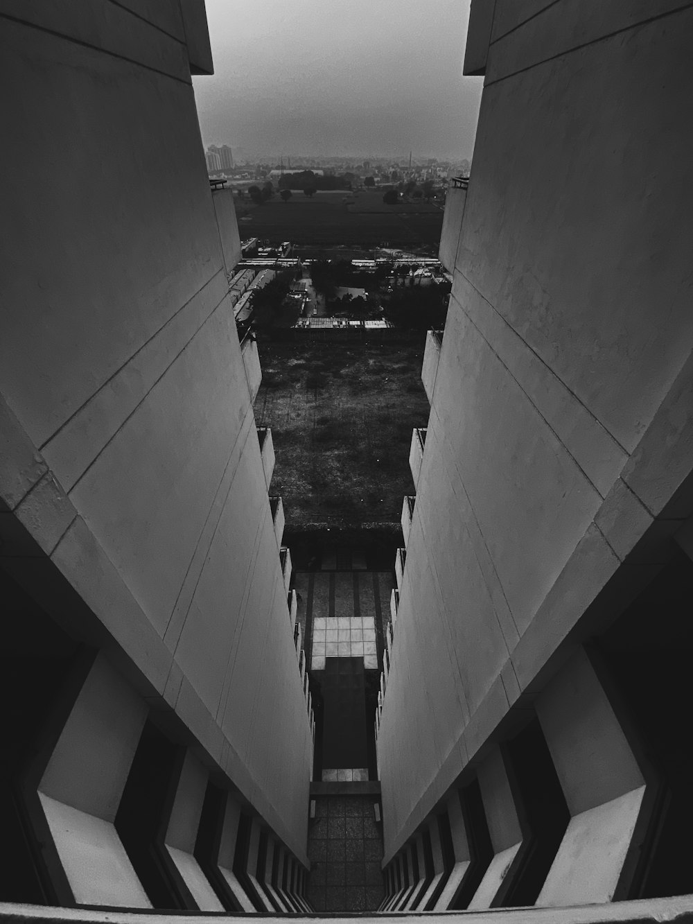 grayscale photo of concrete building