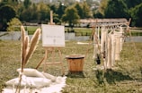 brown wooden bucket with white plastic bag