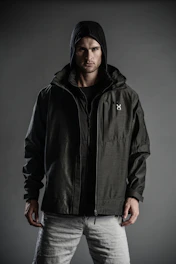 man in black zip up jacket