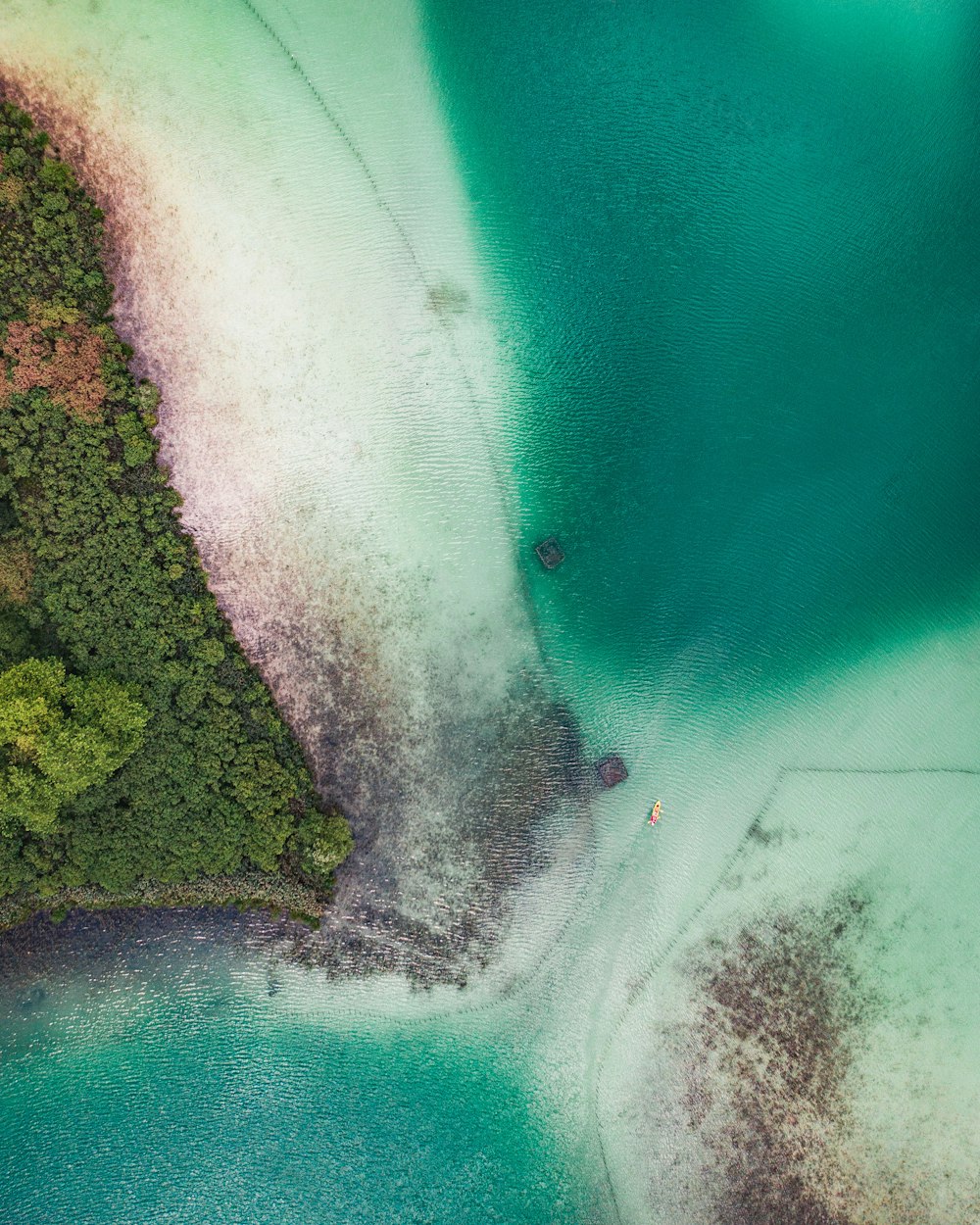 aerial view of green and brown land