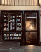 A colorful display of faith-based books and items in a welcoming church store