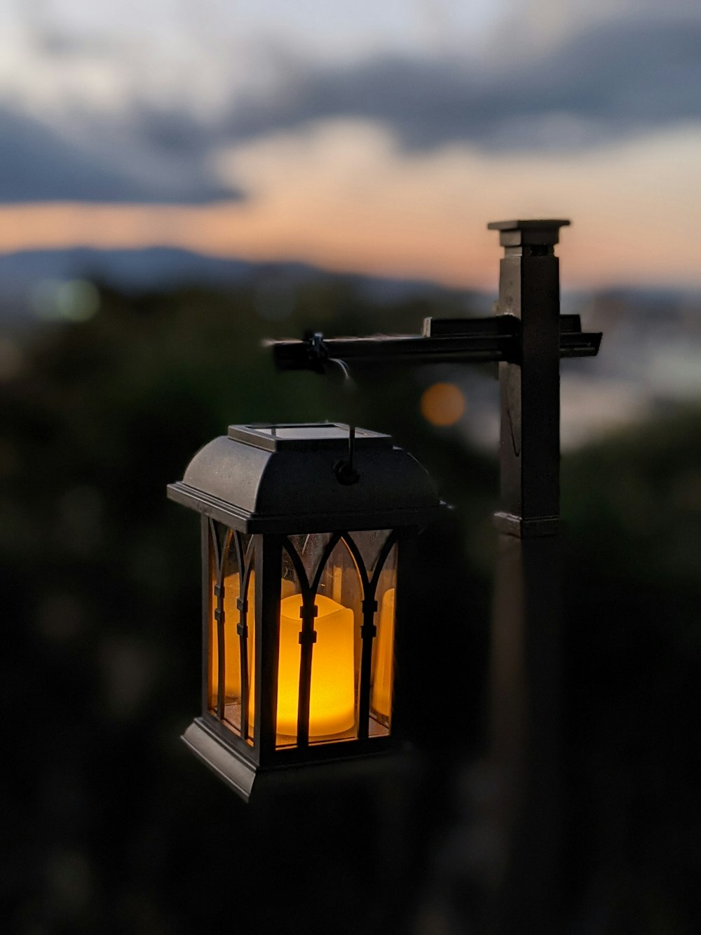 black lantern with yellow light