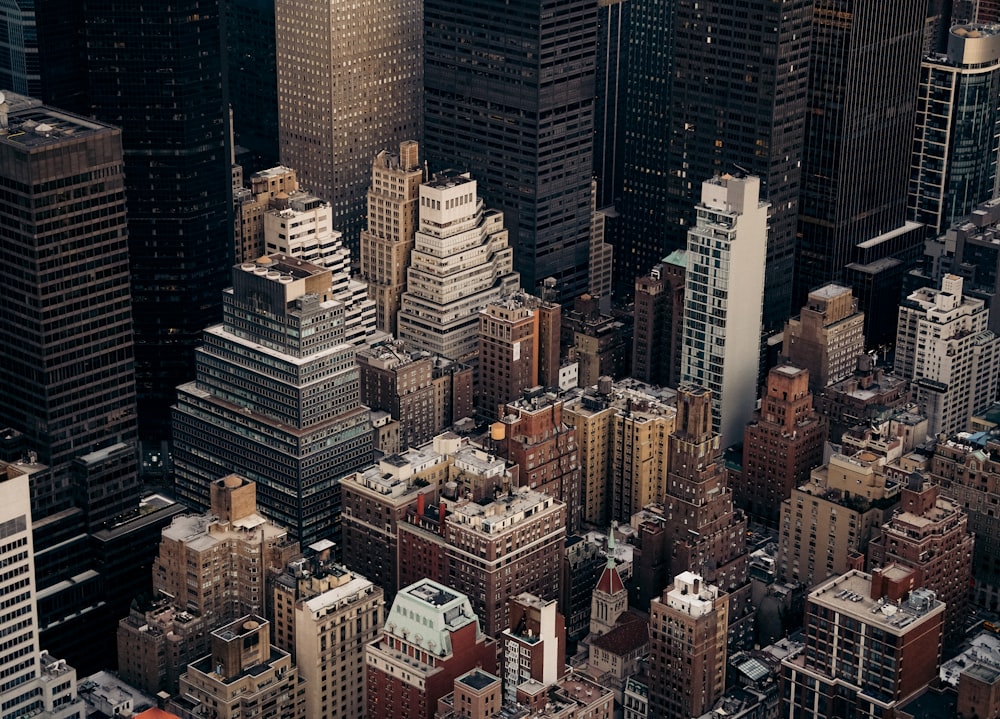 high rise buildings during night time