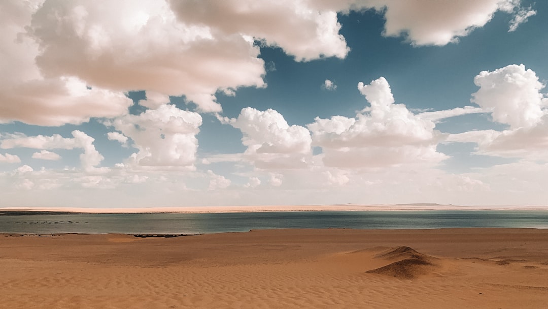 brown sand under white clouds and blue sky during daytime