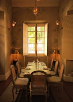 Elegant dining room set up for a family meal with natural light.