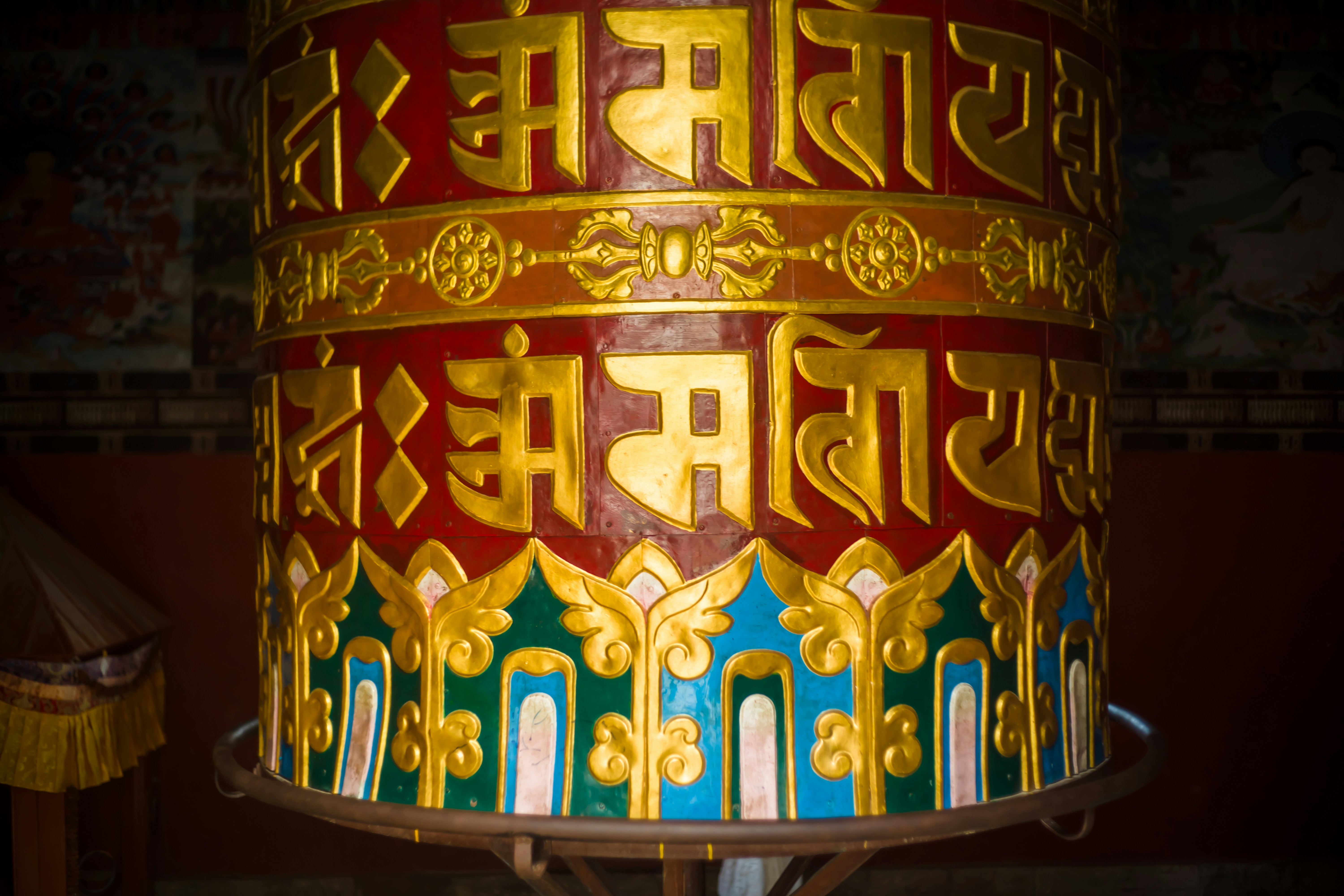 Traditional Indian lanterns in temple setting