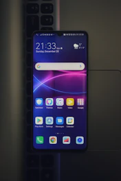 A smartphone displaying a sleek morning planner app interface with weather and calendar widgets.