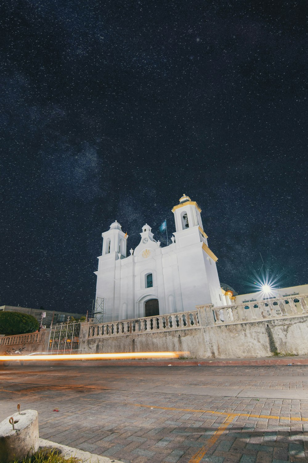 white concrete building during night time