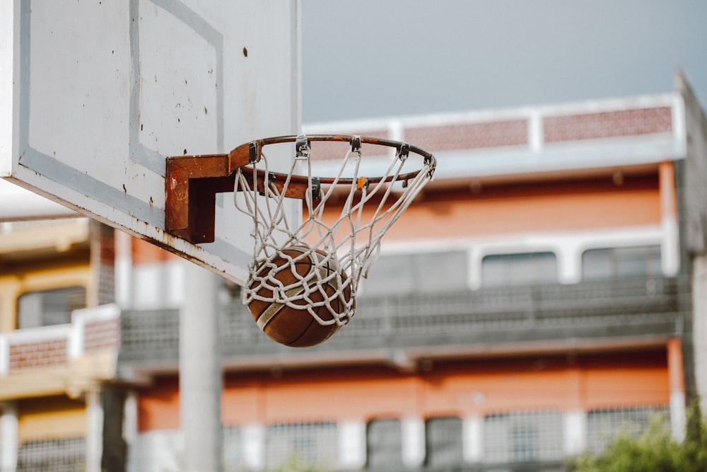 white and red basketball hoop