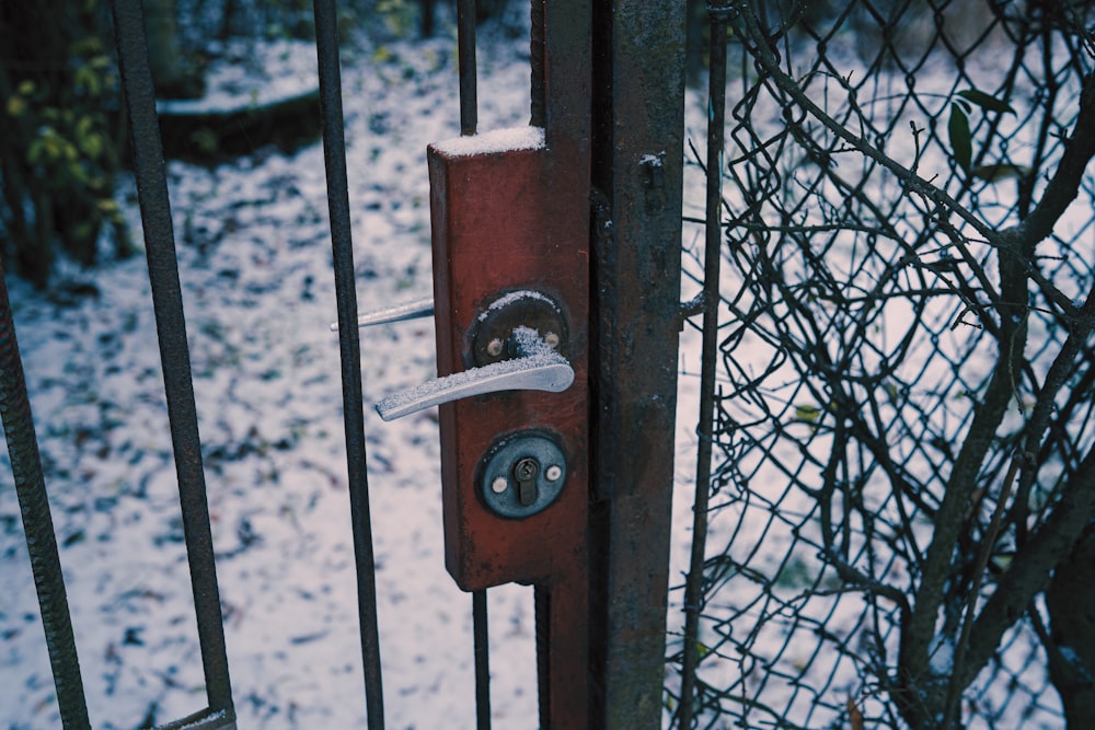 red metal door with padlock