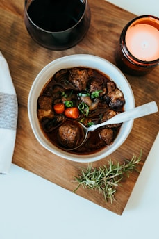 cooked food in white ceramic bowl